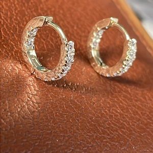 Sterling Silver CZ Tiny Hoop Earrings